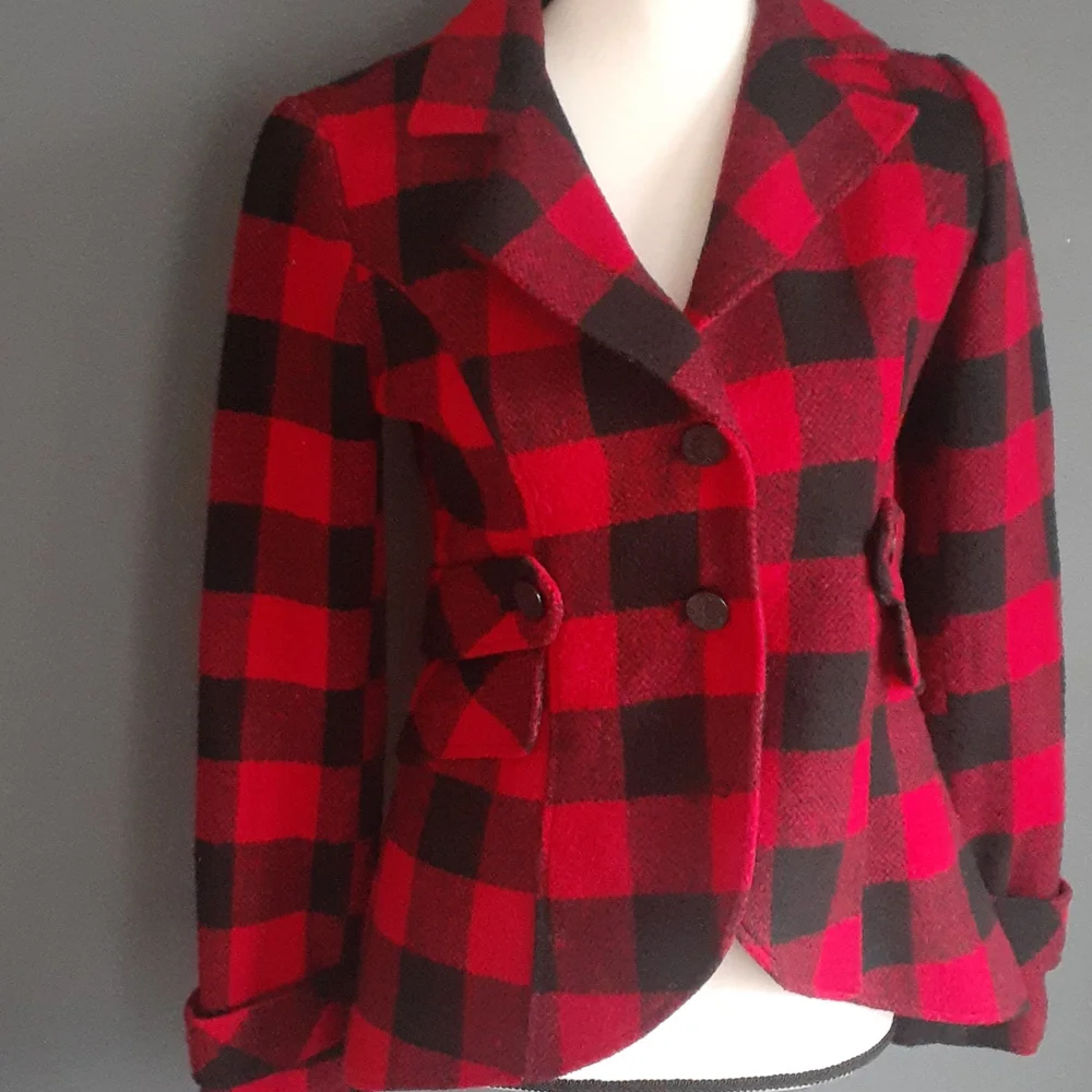 Aqua  red button down shacket XS. - Picture 2 of 14